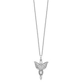 Sentimental Expressions Sterling Silver Rhodium-plated CZ Antiqued Angel of Blessing 18in Necklace